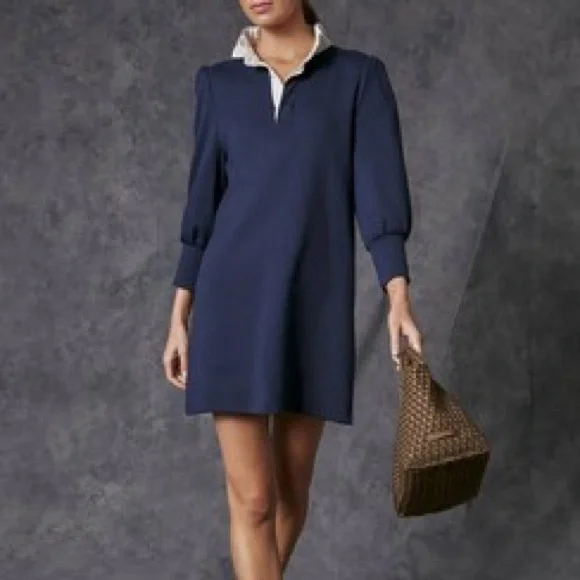 ♦️ Tuckernuck Pomander Place Navy Charlotte Terry Dress Size Small - Picture 6 of 11